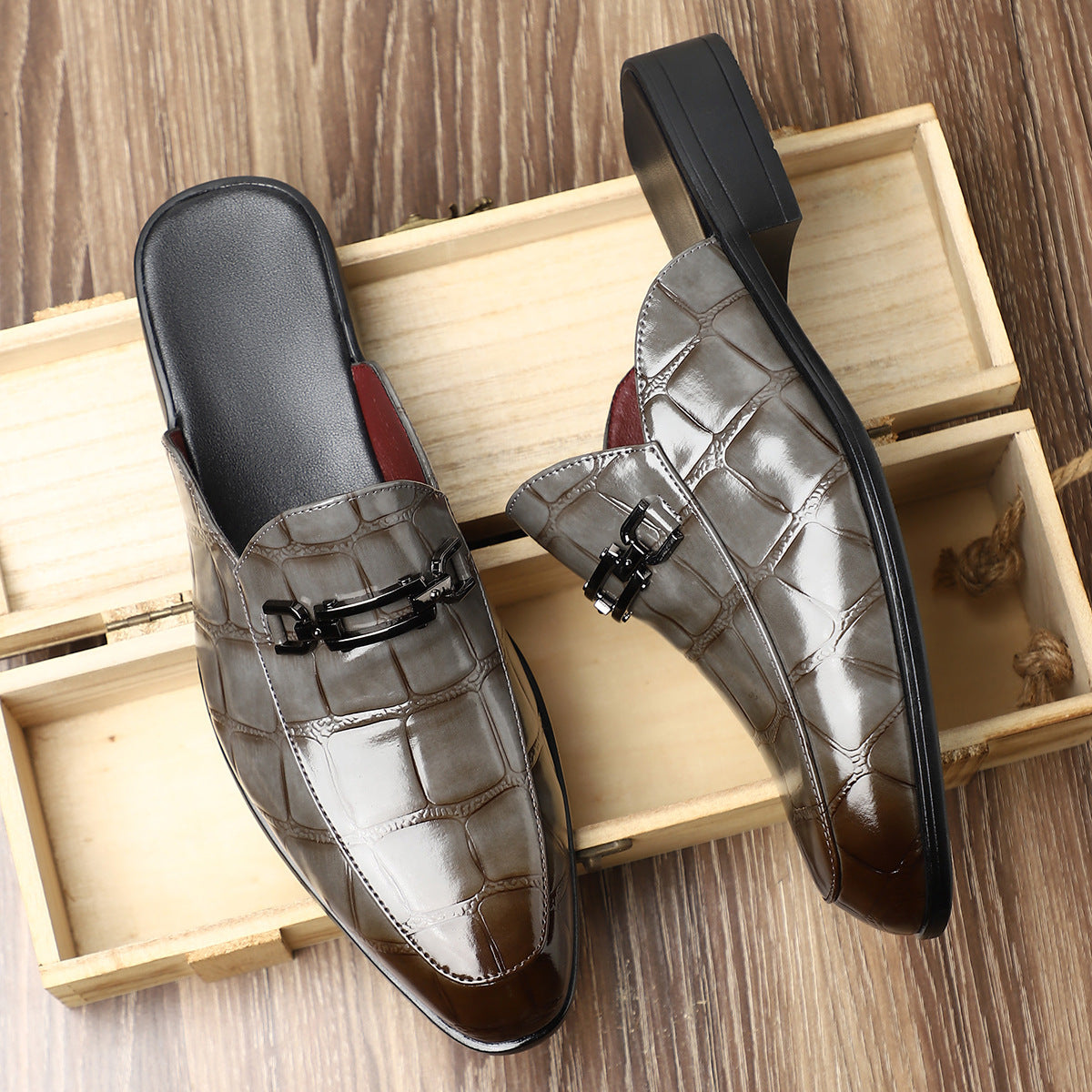 Victor Grey Croc Slip-On