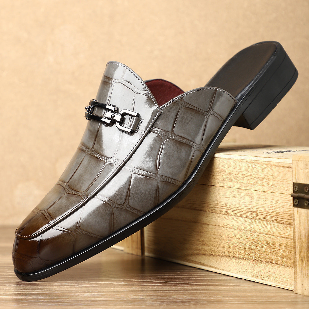 Victor Grey Croc Slip-On