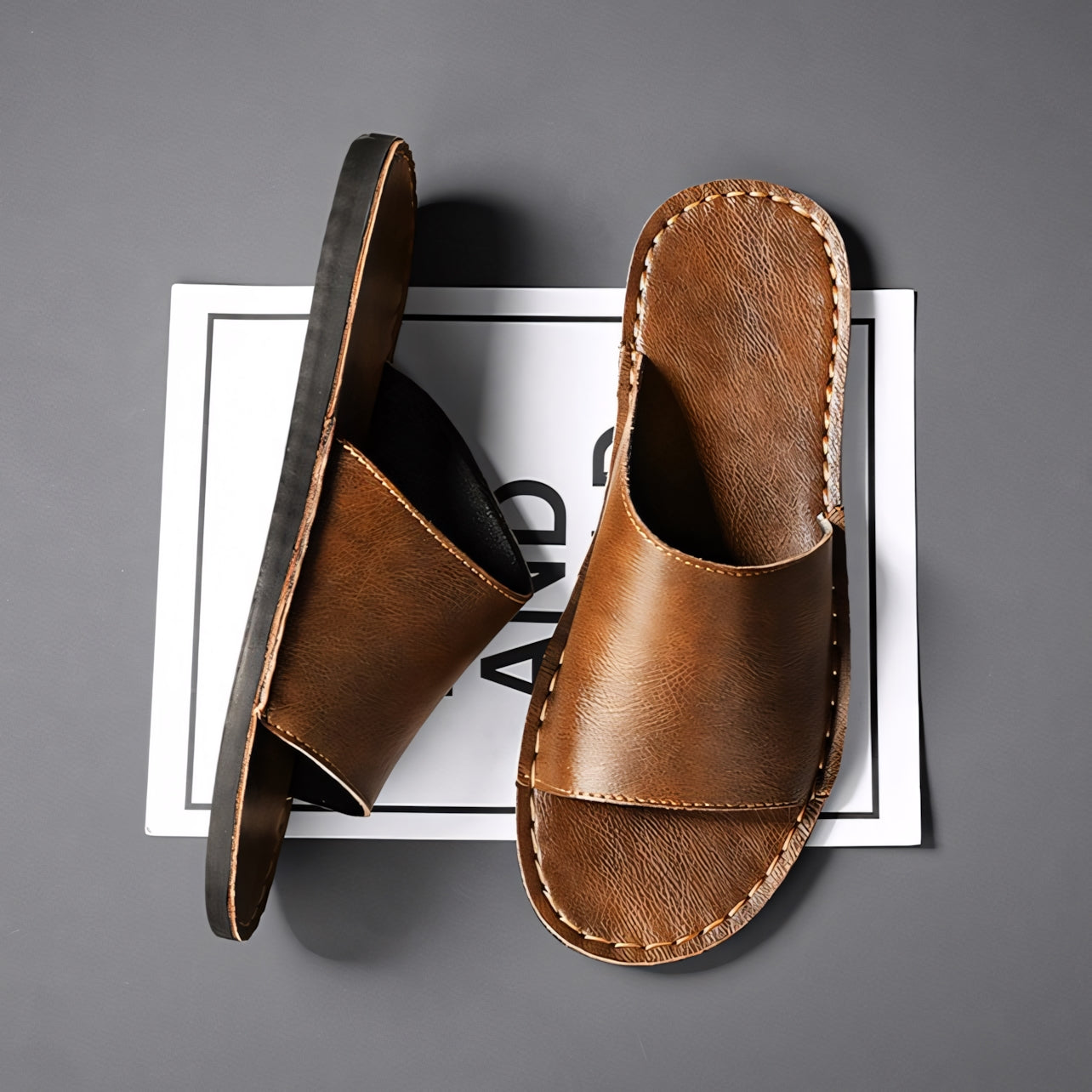 Casa Roma Genuine Leather Slides