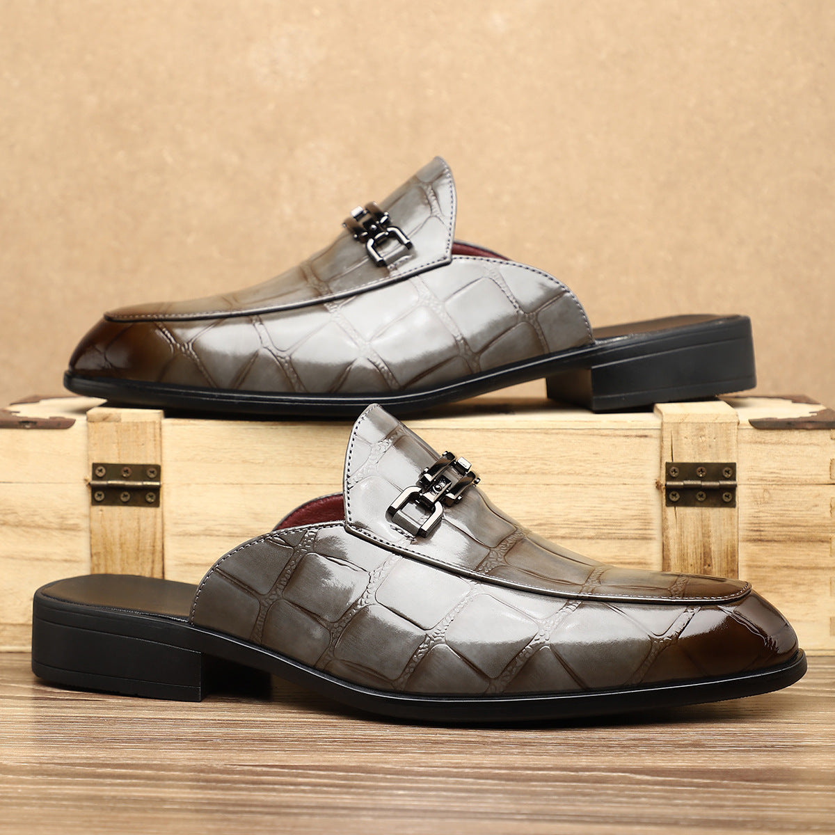 Victor Grey Croc Slip-On