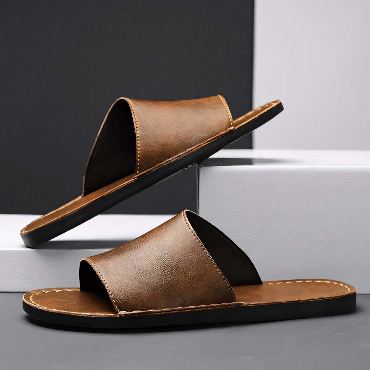 Casa Roma Genuine Leather Slides