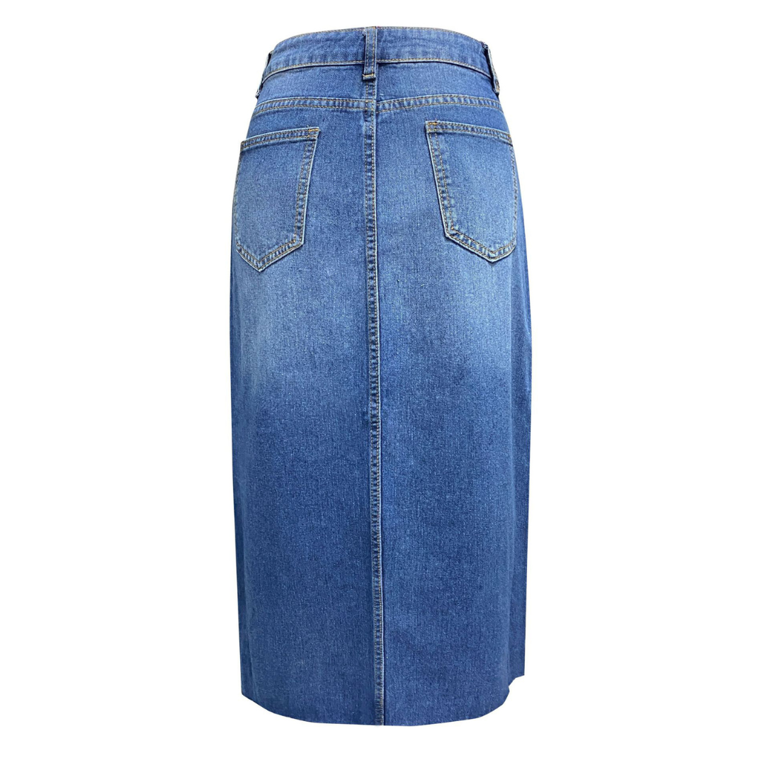 Vivienne Lane High Slit Denim Skirt