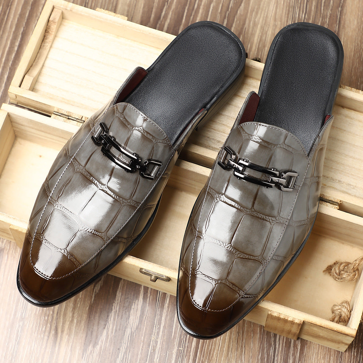 Victor Grey Croc Slip-On