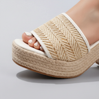 Élise Ivory Woven Block Heel