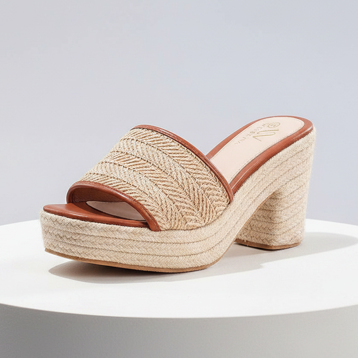 Élise Ivory Woven Block Heel