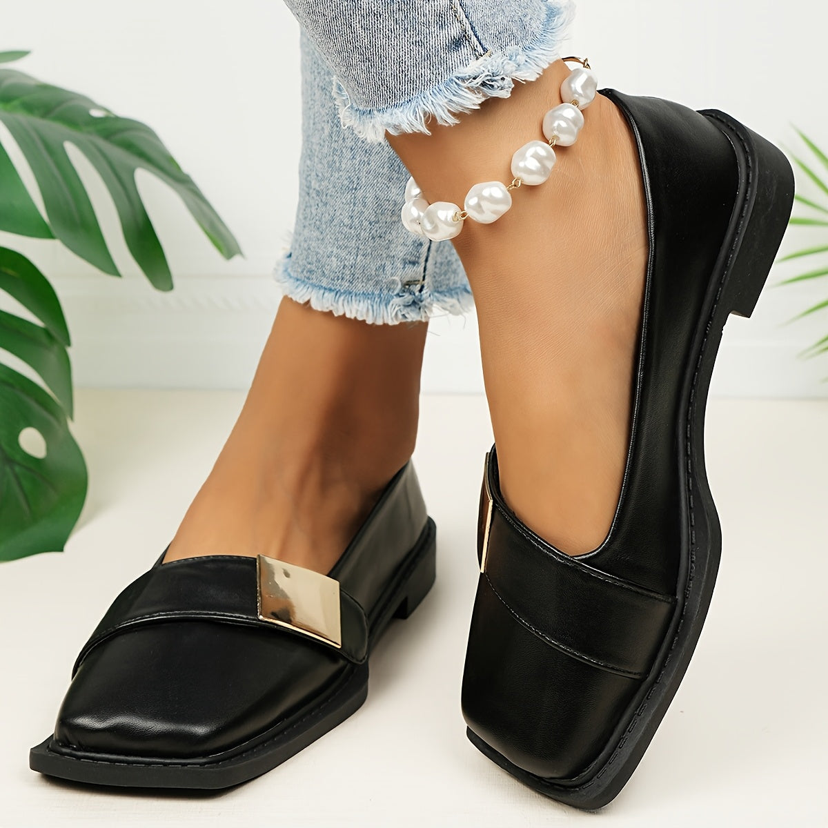 Ava Greene Square Buckle Slips