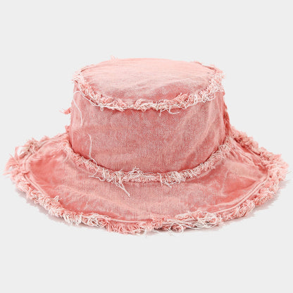 KERRÉ Fringe Denim Bucket Hat