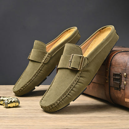 Victor Grey Leather Slip Loafers
