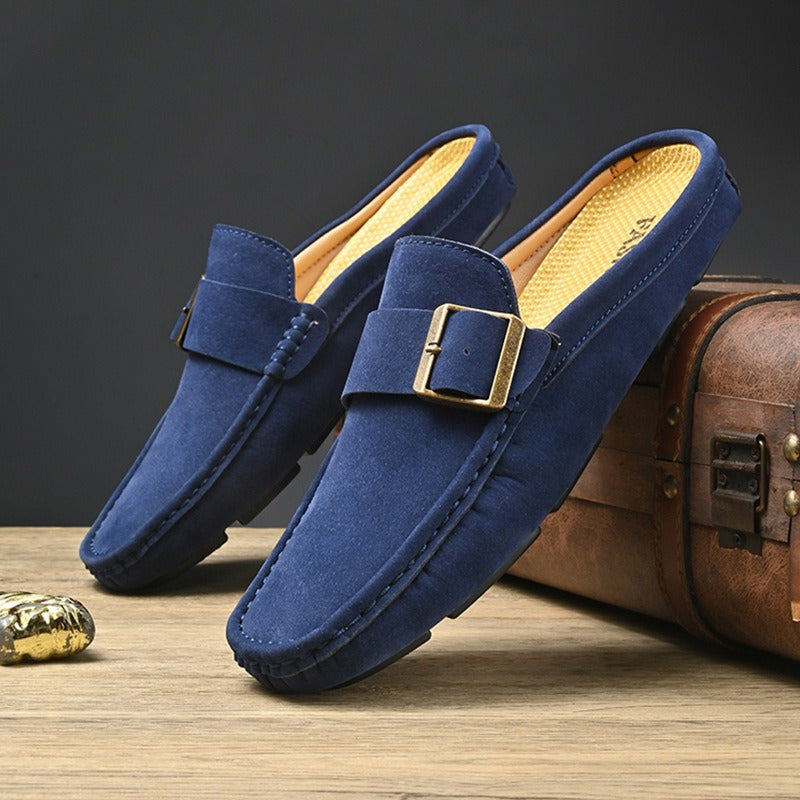 Victor Grey Leather Slip Loafers