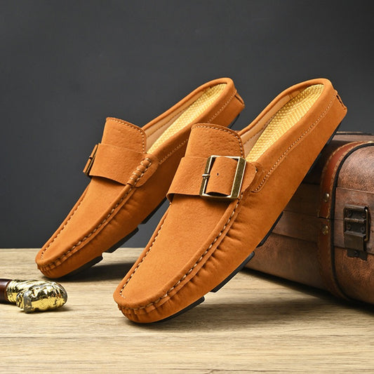 Victor Grey Leather Slip Loafers