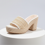 Élise Ivory Woven Block Heel