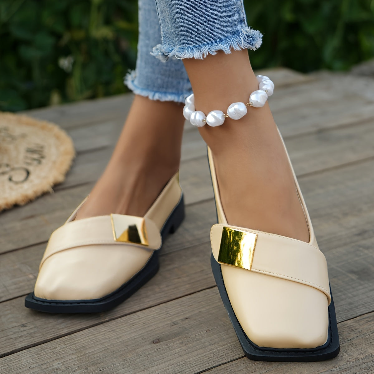 Ava Greene Square Buckle Slips