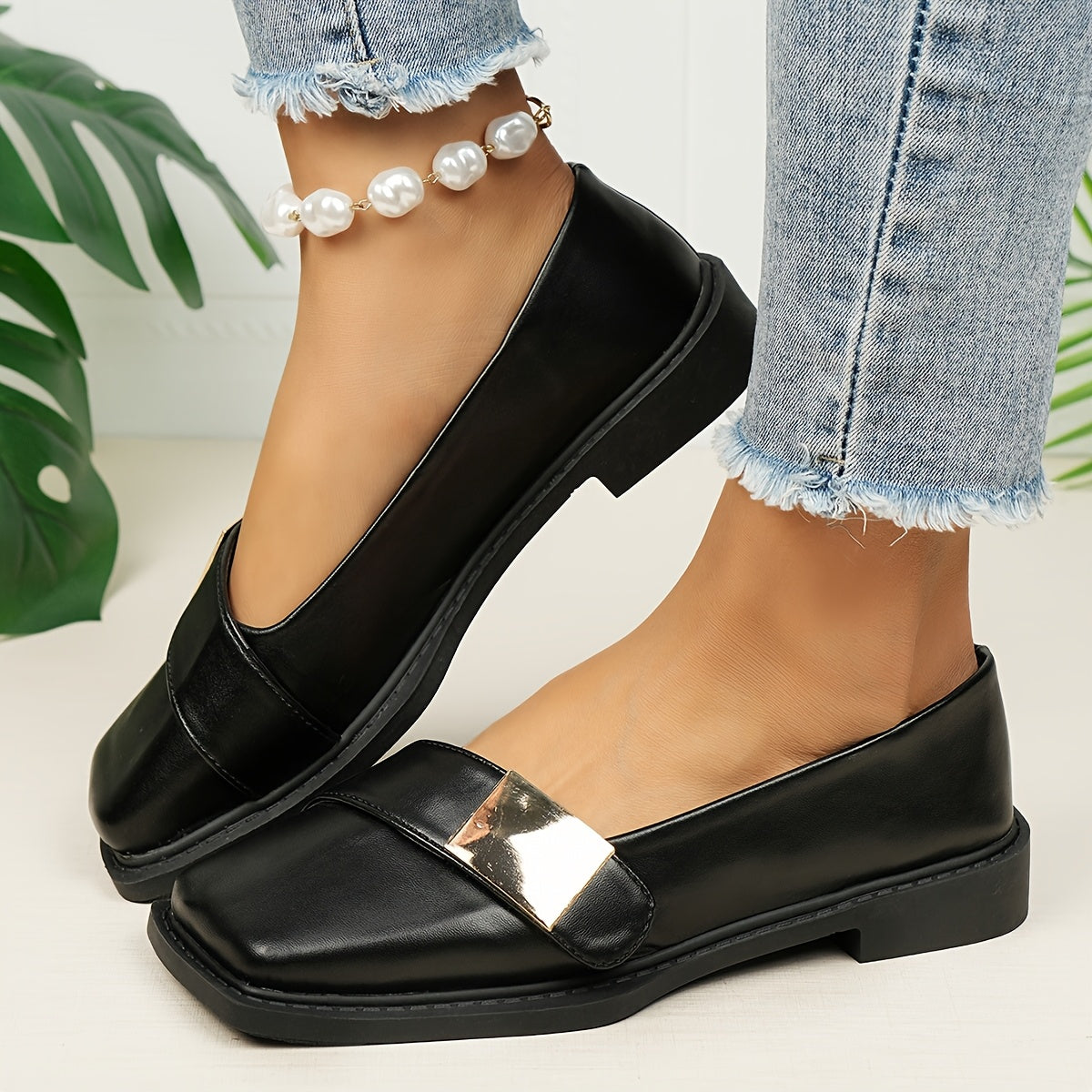 Ava Greene Square Buckle Slips