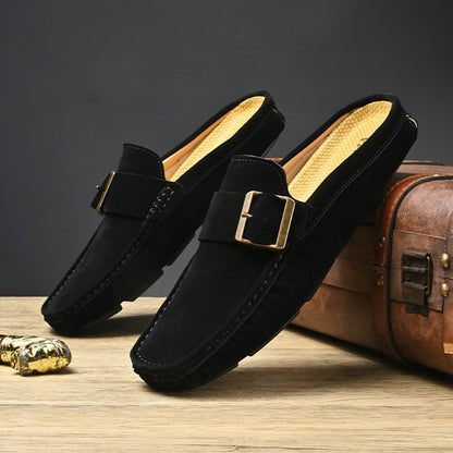 Victor Grey Leather Slip Loafers
