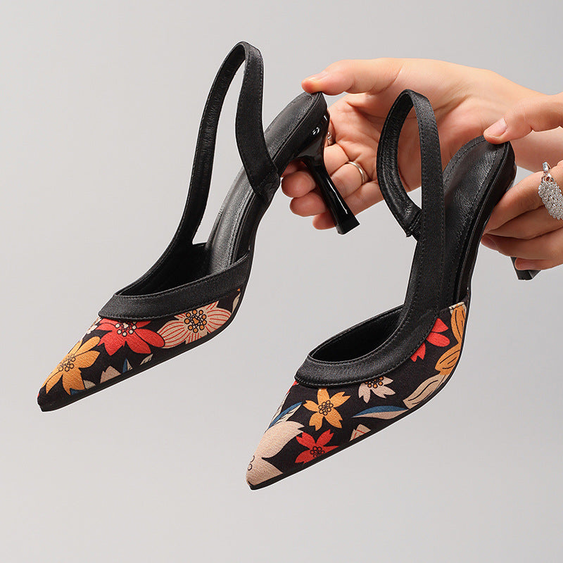 Élise Elegant Floral Japanese Slingback Heels