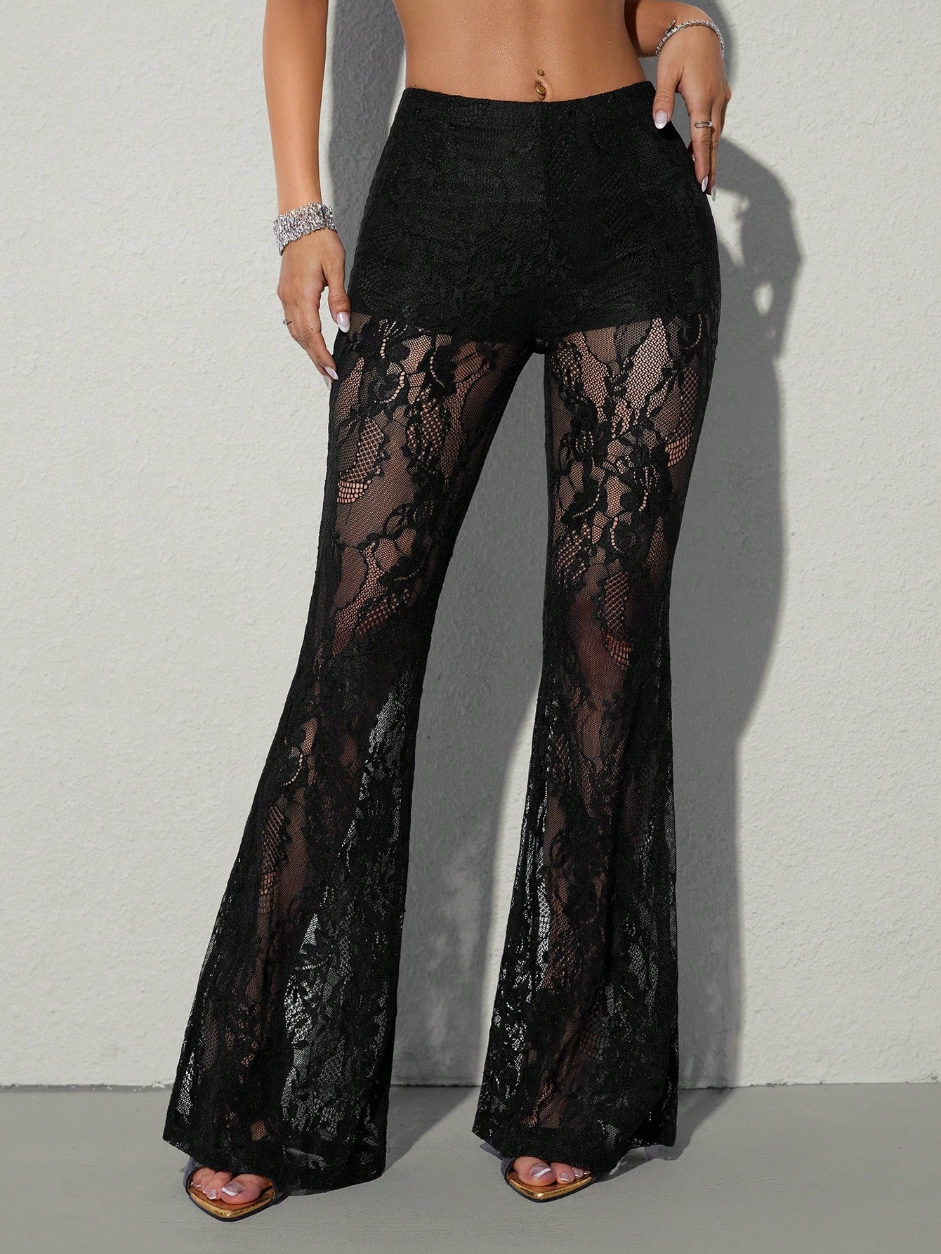 Léa Nightclub Lace Flared Pants