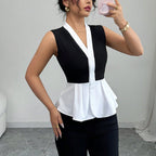 Léa French Sleeveless Button-Up Blouse