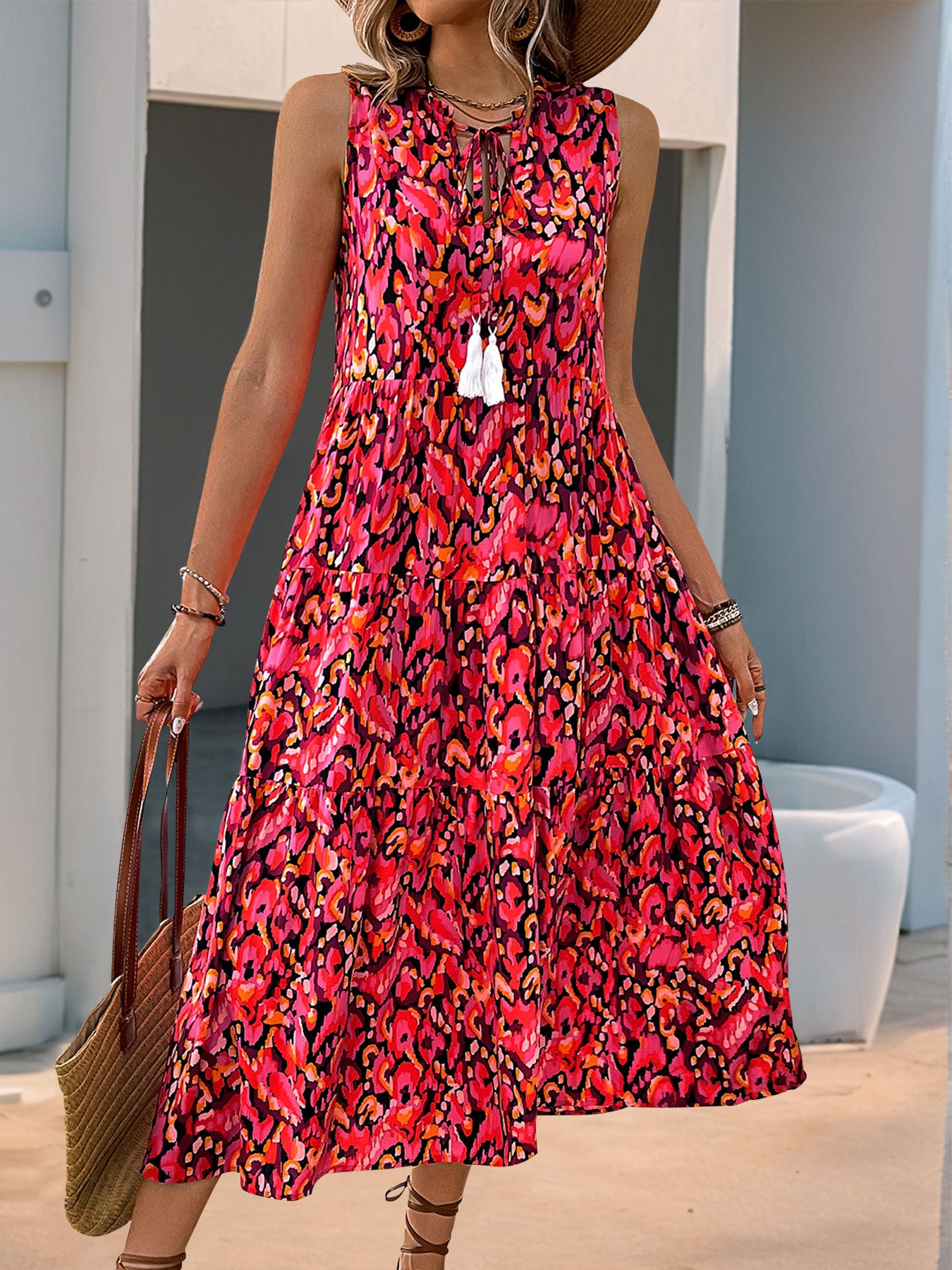 Léa Abstract Boho Summer Midi Dress