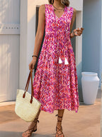 Léa Abstract Boho Summer Midi Dress