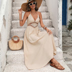 Léa Boho Backless Halter Maxi Dress