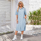 Léa Washed Denim Short-Sleeved Dress