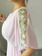 Léa Pink Floral Pleated Wedding Guest Dress