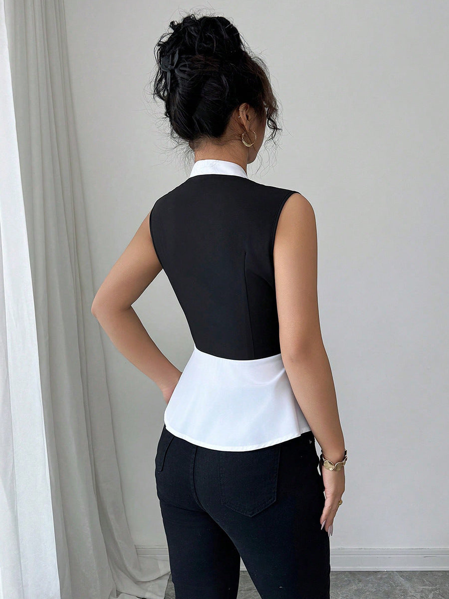 Léa French Sleeveless Button-Up Blouse