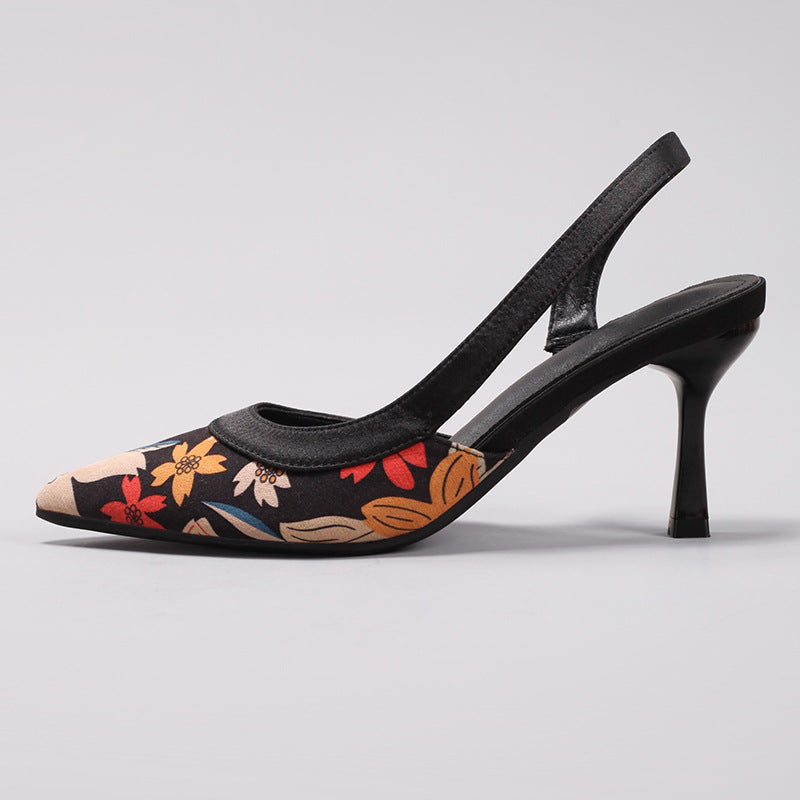 Élise Elegant Floral Japanese Slingback Heels