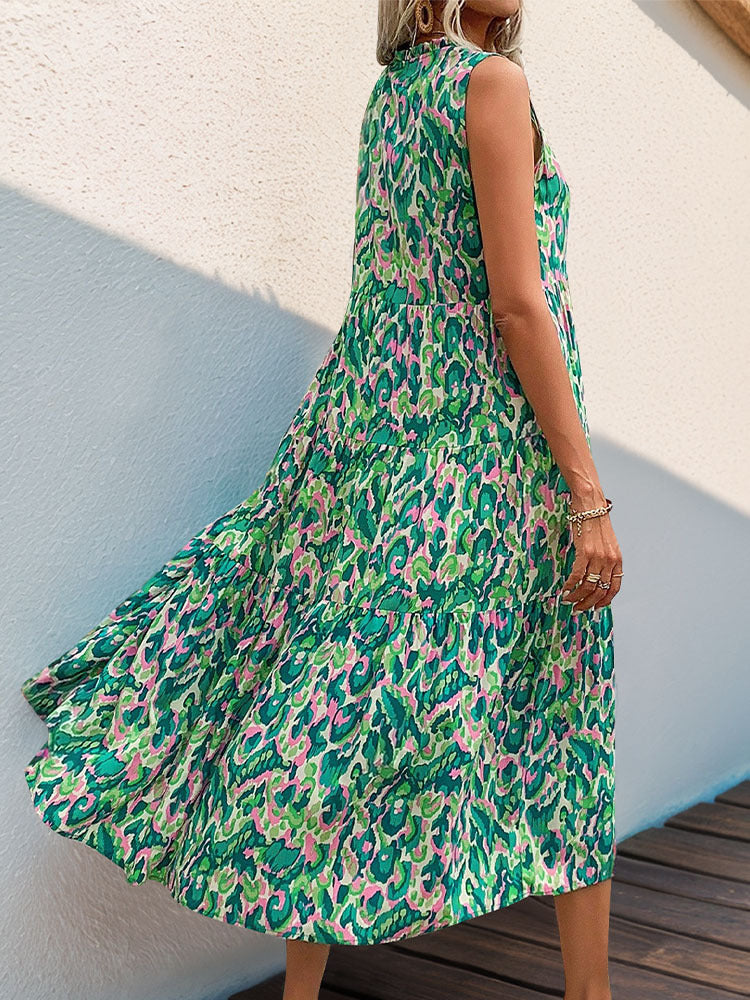 Léa Abstract Boho Summer Midi Dress