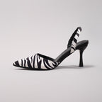 Élise Zebra Pointed-Toe Ankle Strap Heels