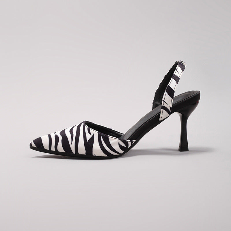 Élise Zebra Pointed-Toe Ankle Strap Heels