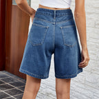 Harlow Cargo-Cut Denim Jeans Shorts