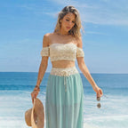 Léa Bohemian Crochet & Chiffon Beach Cover-Up Set
