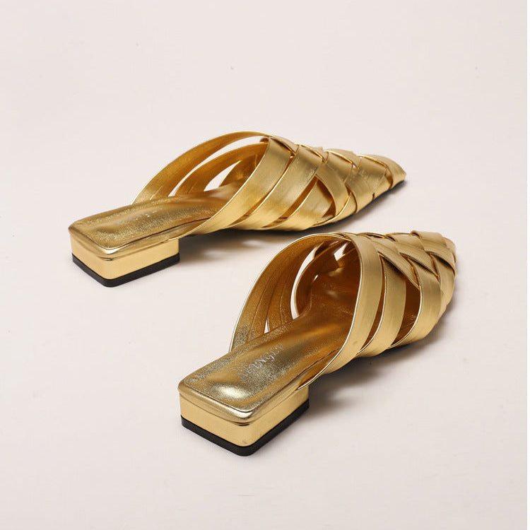Élise Woven Pointed-Toe Mules