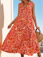 Léa Abstract Boho Summer Midi Dress