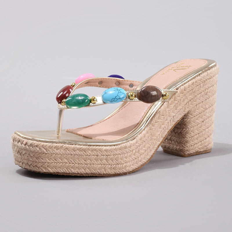 Élise Seaside Hemp Vacation Wedge Sandals