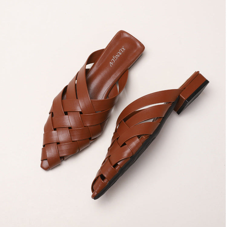 Élise Woven Pointed-Toe Mules