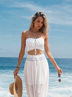Léa Bohemian Crochet & Chiffon Beach Cover-Up Set