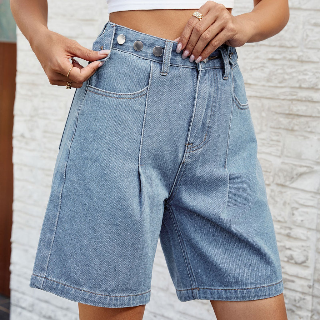Harlow Cargo-Cut Denim Jeans Shorts