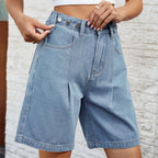 Harlow Cargo-Cut Denim Jeans Shorts