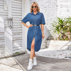 Léa Washed Denim Short-Sleeved Dress