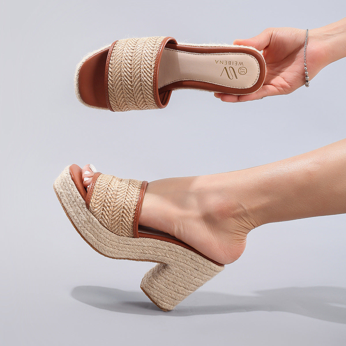 Élise Ivory Woven Block Heel