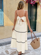 Léa Spaghetti Strap French Bow Vacation Dress