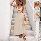 Léa Boho Backless Halter Maxi Dress