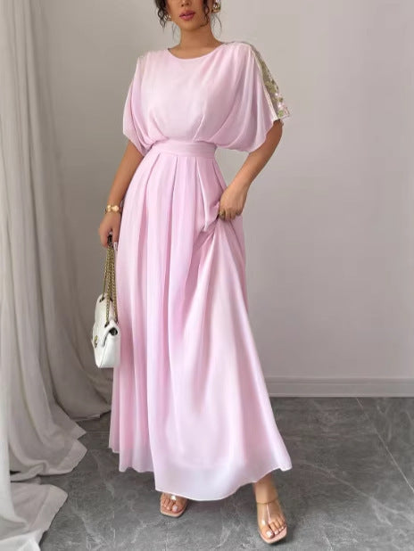 Léa Pink Floral Pleated Wedding Guest Dress
