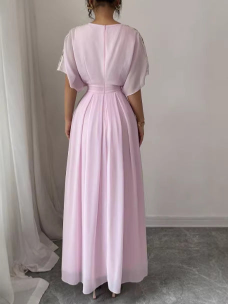 Léa Pink Floral Pleated Wedding Guest Dress