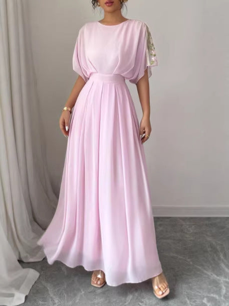 Léa Pink Floral Pleated Wedding Guest Dress