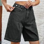 Harlow Cargo-Cut Denim Jeans Shorts