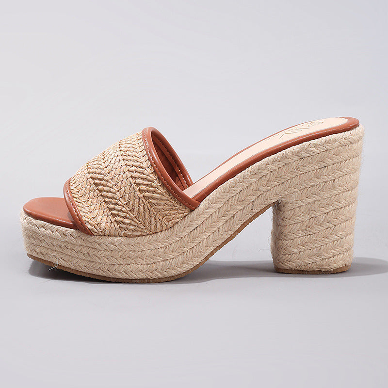 Élise Ivory Woven Block Heel