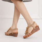 Élise Bohemian Floral Wedge Sandals